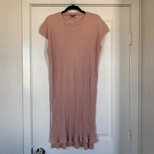EILEEN FISHER Womens Pink Stretch Ribbed Medium Hem Boxy Fit Short Sleeve dress